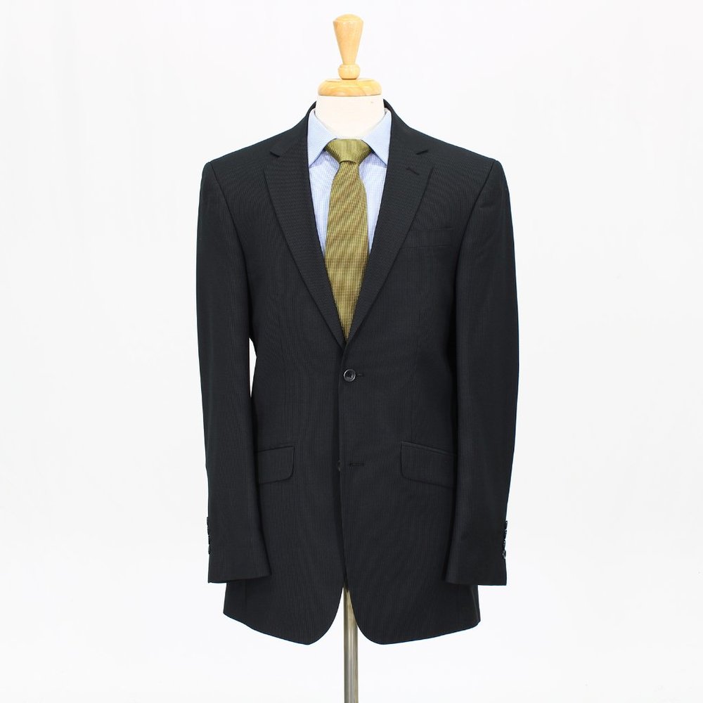 Kenneth Cole 40l Navy Striped 2-Button Sport Coat Blazer Jacket B791
